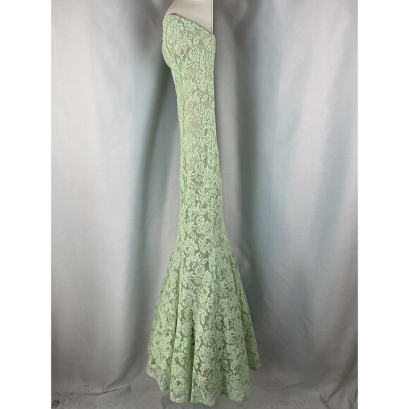 La Femme 20047 Lime Green Full Lace Strapless Formal Gown $605 - Picture 9 of 12